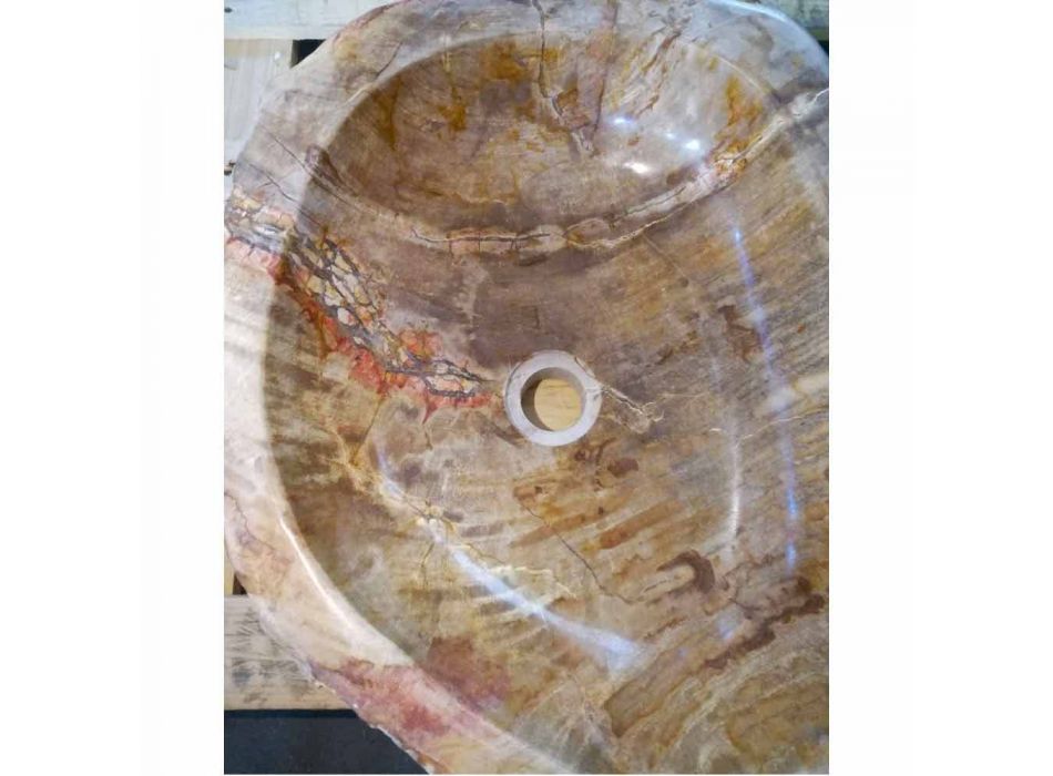 vasque en bois fossile contre Goa seule pièce Viadurini