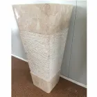 Lavabo en pierre naturelle, colonne Robin, monobloc blanc Viadurini