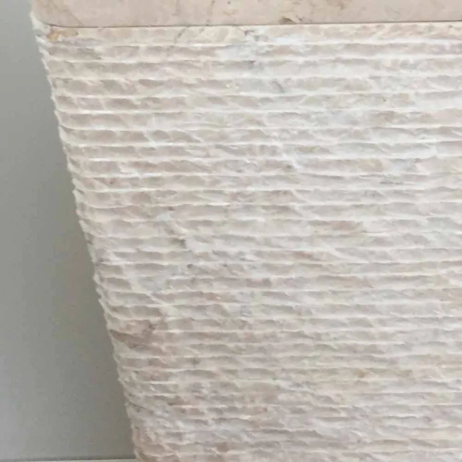 Lavabo en pierre naturelle, colonne Robin, monobloc blanc Viadurini