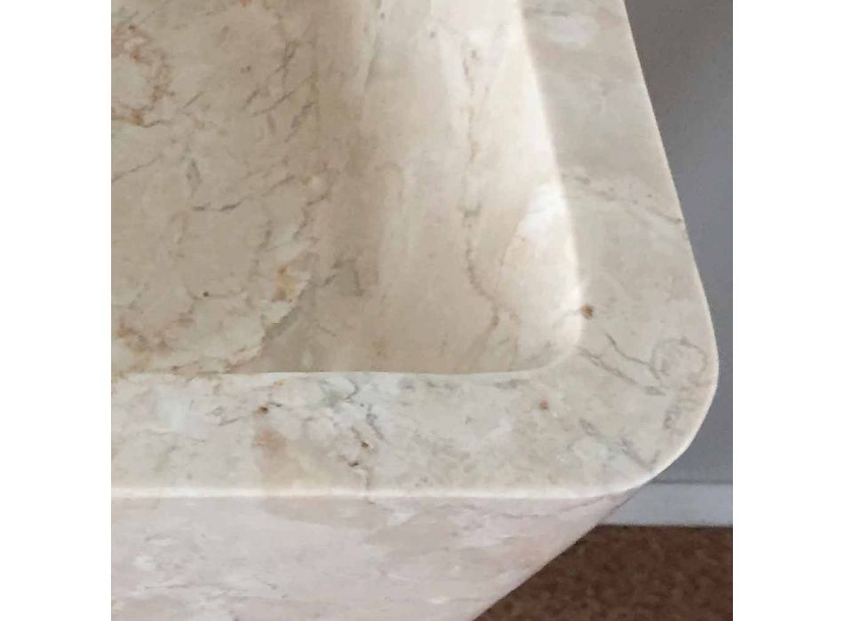 Lavabo en pierre naturelle, colonne Robin, monobloc blanc Viadurini