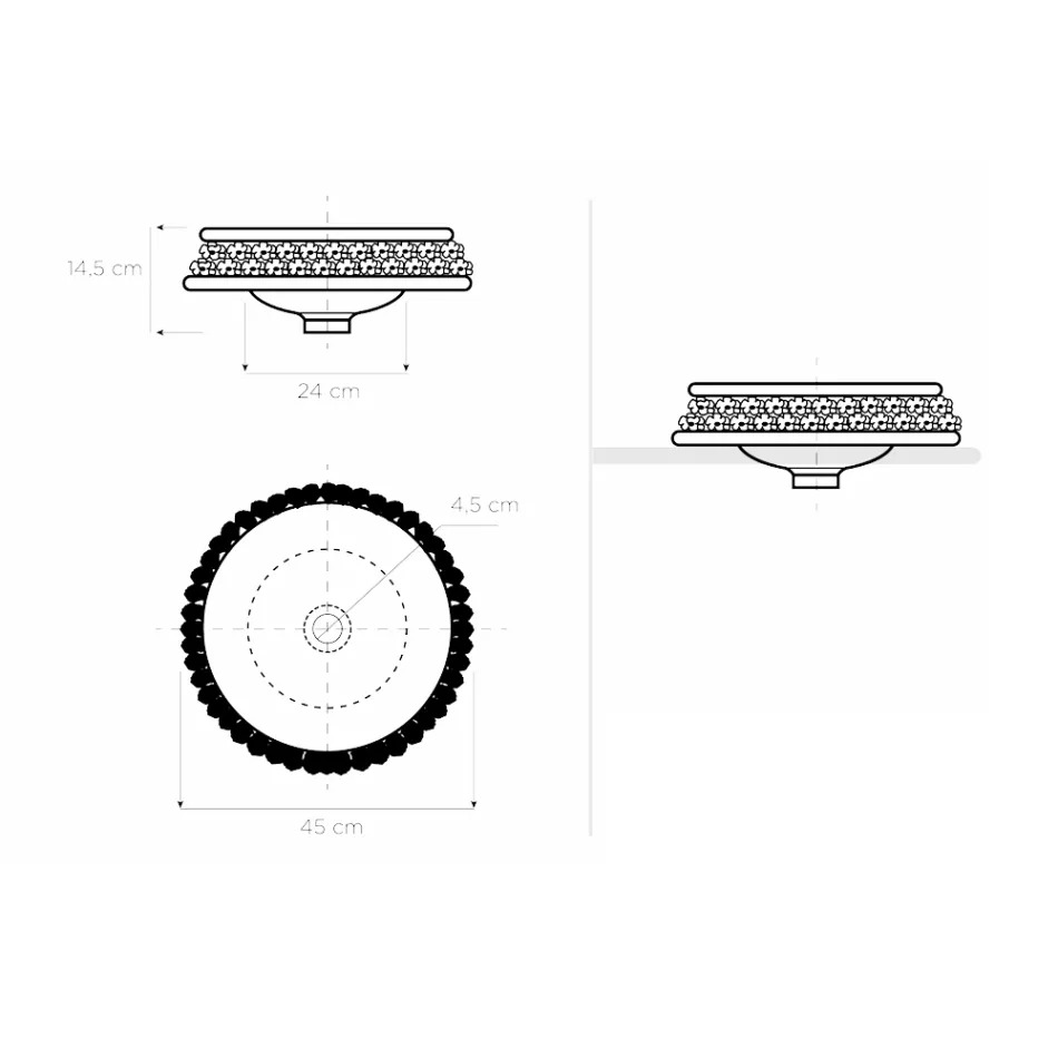 Lavabo en porcelaine avec pétales appliqués à la main Made in Italy - Amarone Viadurini