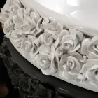Lavabo en porcelaine avec pétales appliqués à la main Made in Italy - Amarone Viadurini