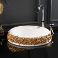 Lavabo en porcelaine avec pétales appliqués à la main Made in Italy - Amarone