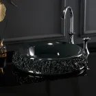 Lavabo en porcelaine avec pétales appliqués à la main Made in Italy - Amarone Viadurini