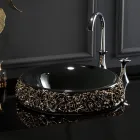 Lavabo en porcelaine avec pétales appliqués à la main Made in Italy - Amarone Viadurini