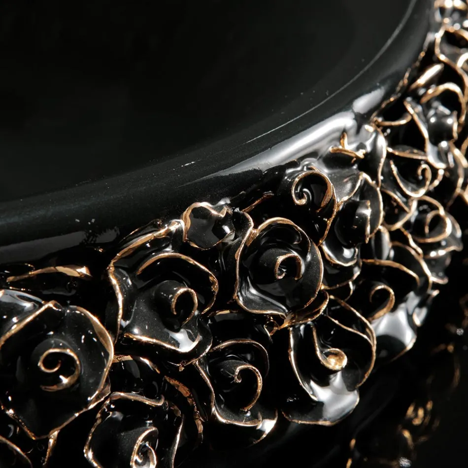 Lavabo en porcelaine avec pétales appliqués à la main Made in Italy - Amarone Viadurini