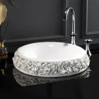 Lavabo en porcelaine avec pétales appliqués à la main Made in Italy - Amarone Viadurini