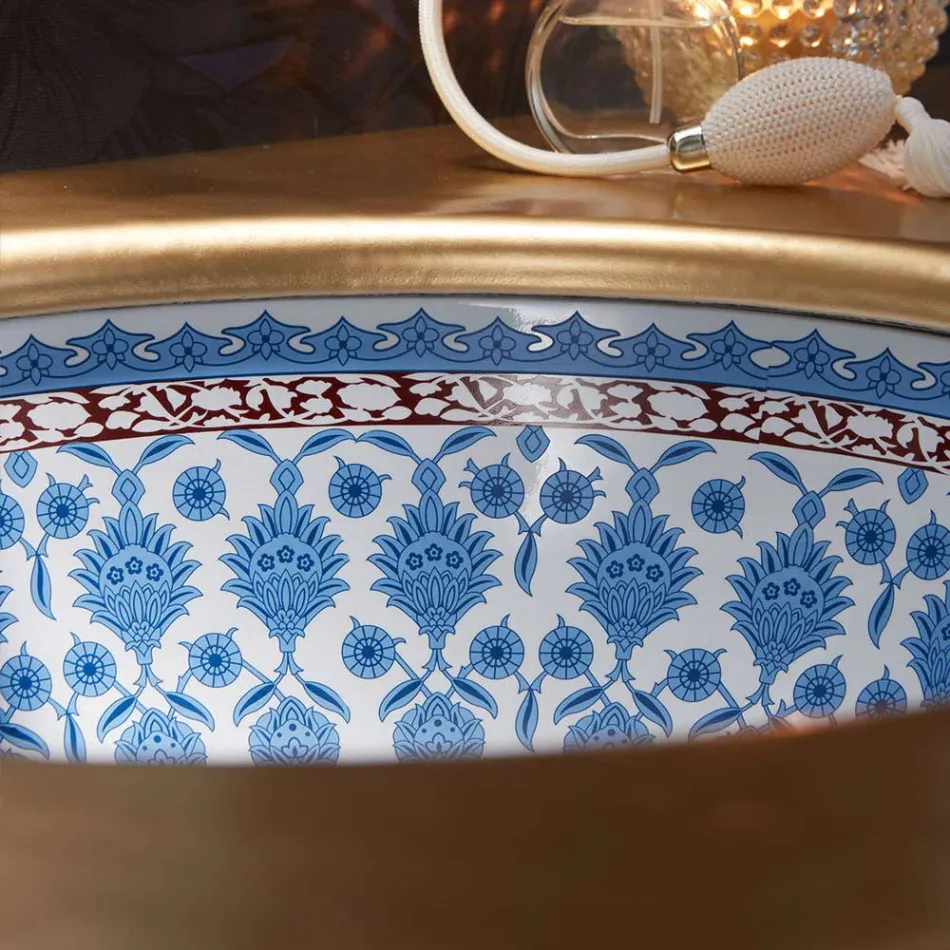 Évier à encastrer en Fire Clay avec décoration Marrakech Made in Italy - Erioli Viadurini