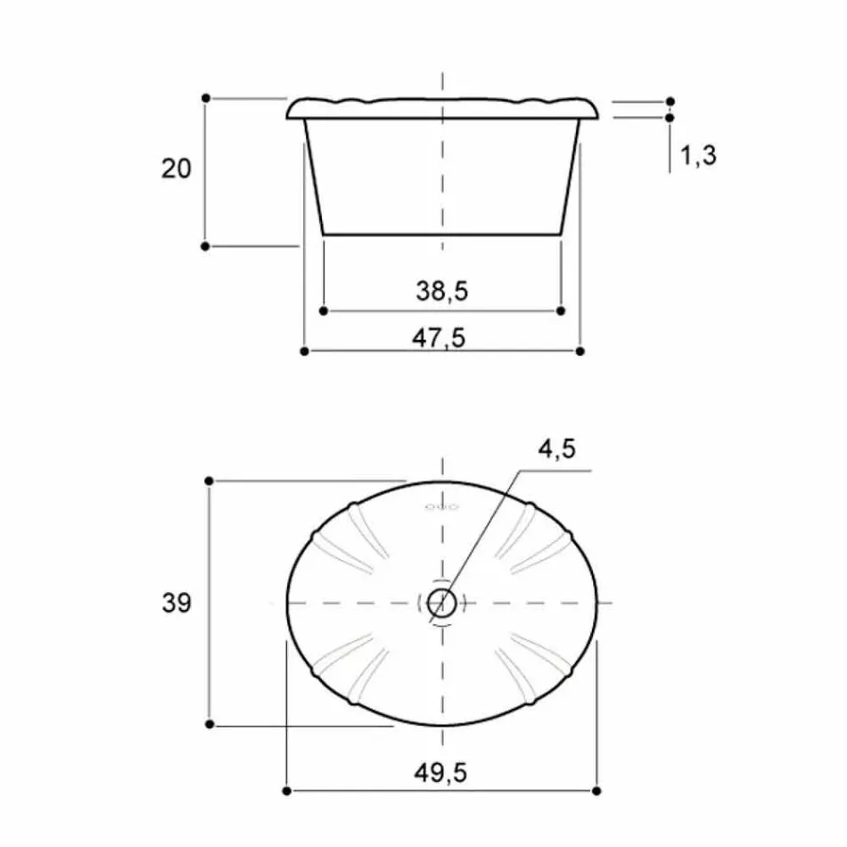 Lavabo encastré en porcelaine classique fabriqué à la main en Italie, Santiago Viadurini