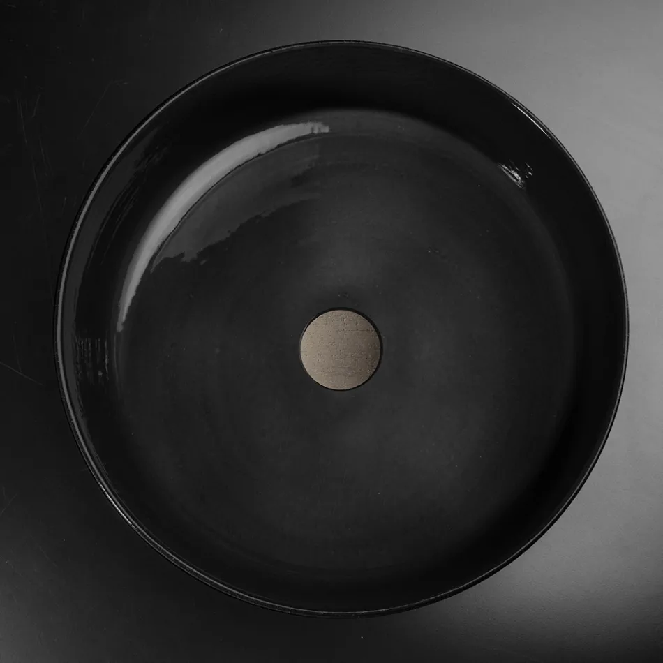 Lavabo à poser de luxe noir en argile colorée Made in Italy - Tatiana Viadurini