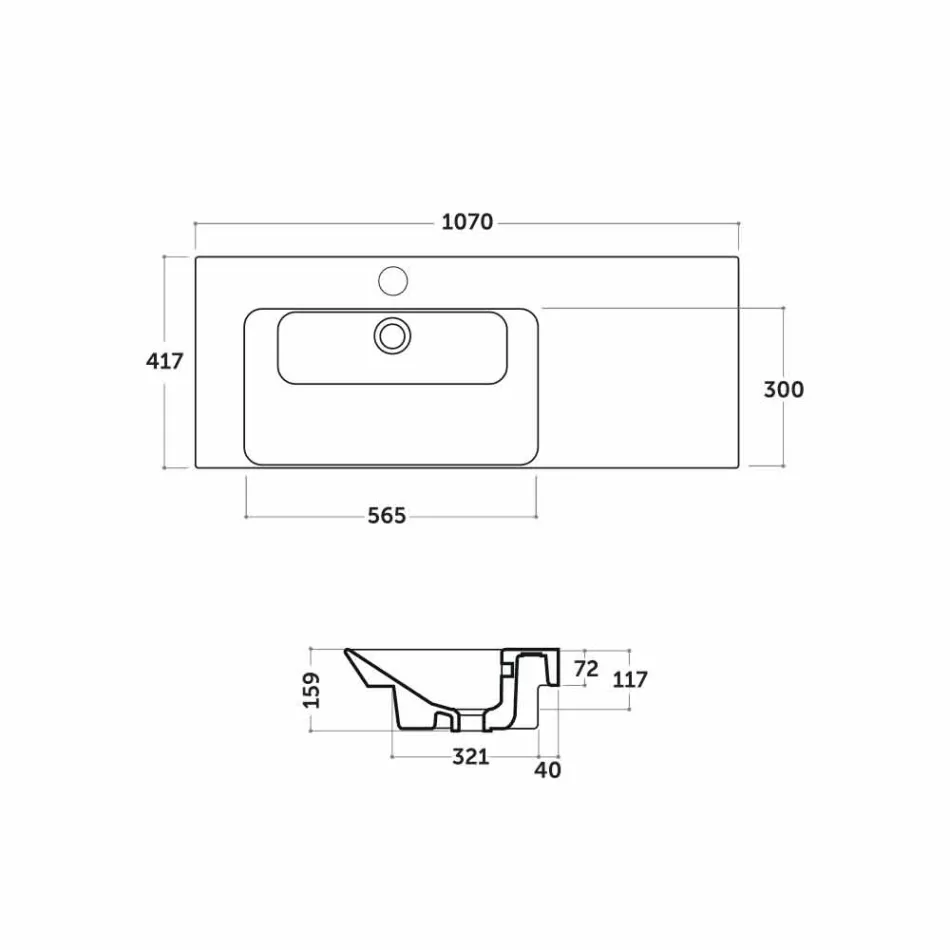 Bassin gauche et encastré moderne à Ceramica Maida Viadurini