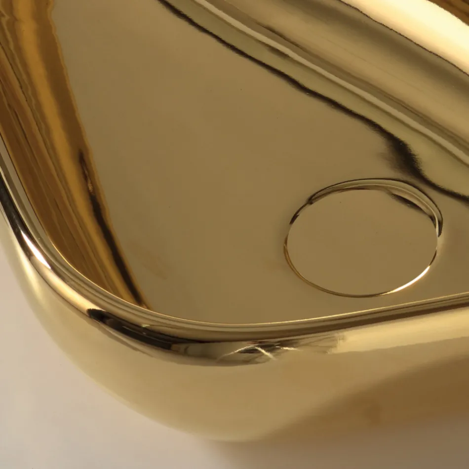 Vasque à poser moderne en céramique dorée fabriquée en Italie Sofia Viadurini