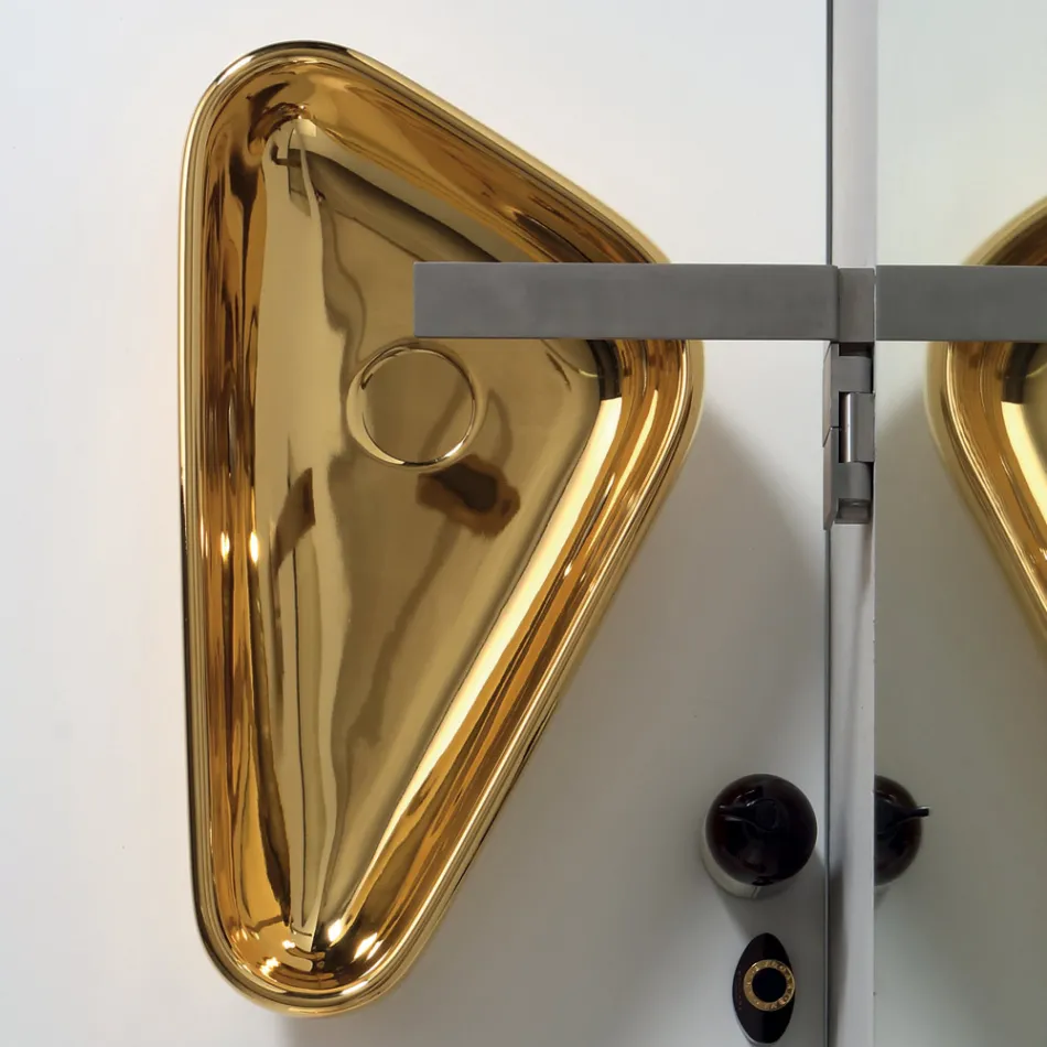 Vasque à poser moderne en céramique dorée fabriquée en Italie Sofia Viadurini