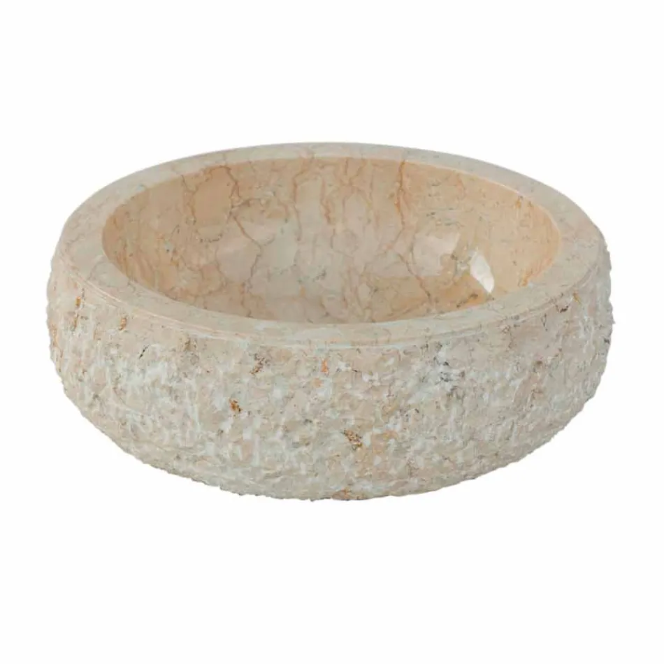 Vasque à poser moderne en pierre naturelle blanche Lola, pièce unique Viadurini