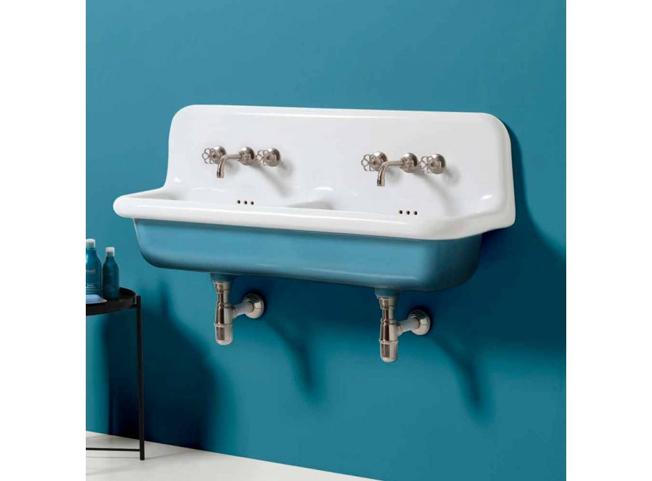 Baignoire double paroi en céramique de design moderne avec vasque Viadurini