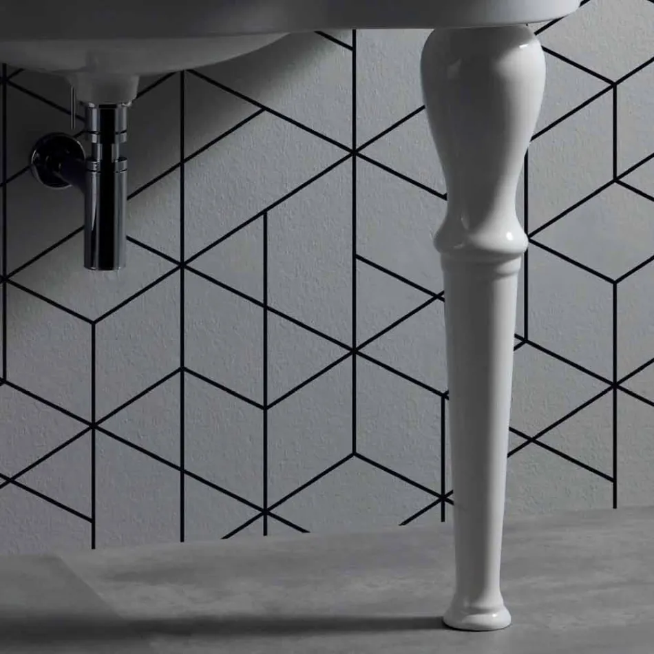 Lavabo mural moderne avec ou sans pieds, L90 cm en céramique Avise Viadurini