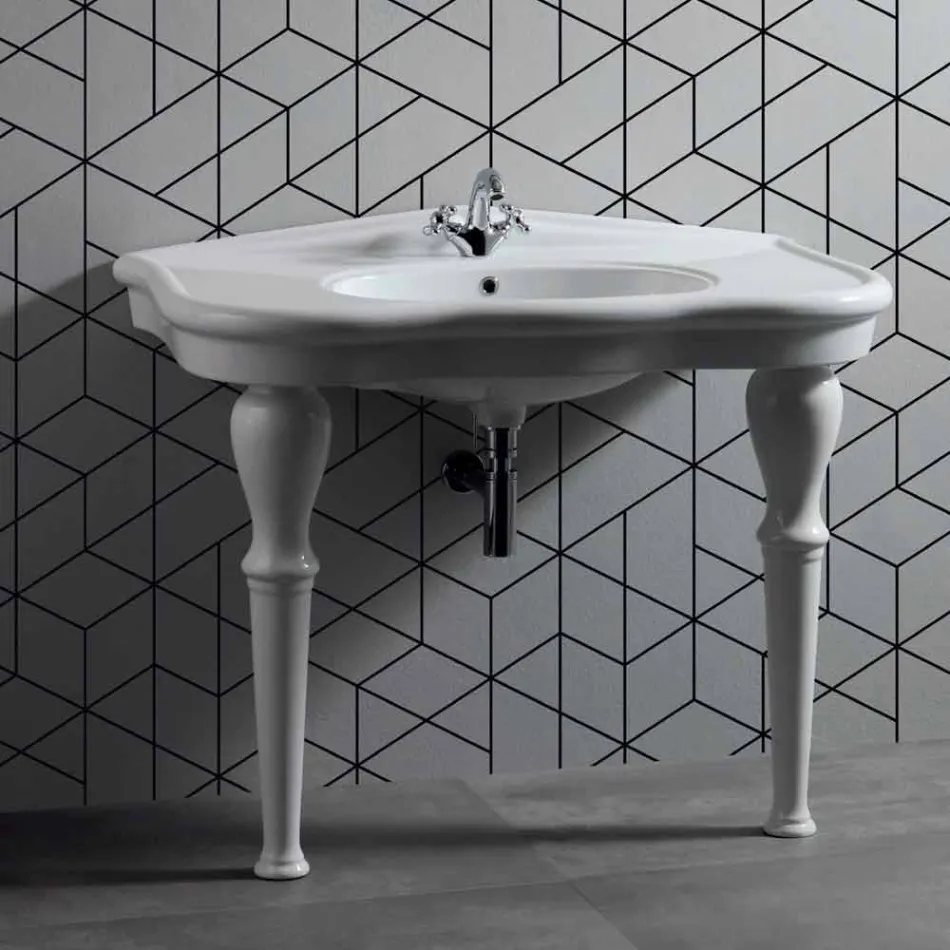 Lavabo mural moderne avec ou sans pieds, L90 cm en céramique Avise Viadurini