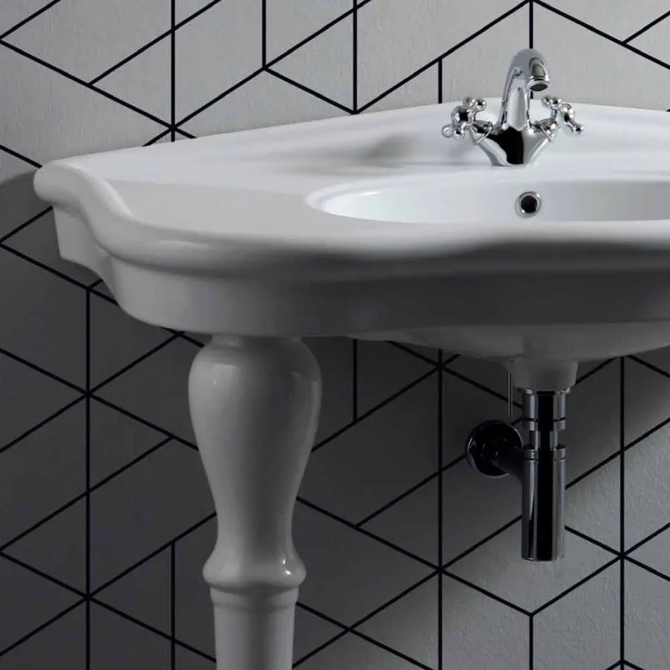 Lavabo mural moderne avec ou sans pieds, L90 cm en céramique Avise Viadurini
