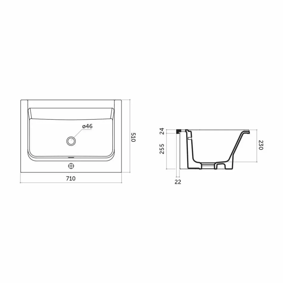 Lavabo monotrou moderne en céramique de couleur blanche ou panama Viadurini