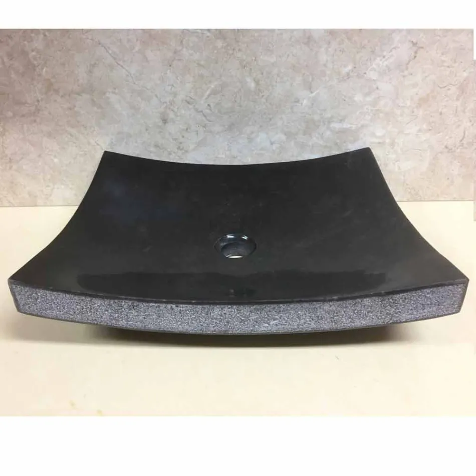 Lavabo noir en pierre naturelle Love, pièce unique Viadurini