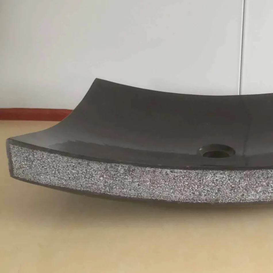 Lavabo noir en pierre naturelle Love, pièce unique Viadurini