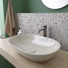 Lavabo à poser ovale en céramique de couleur brillante Made in Italy - Nelly Viadurini