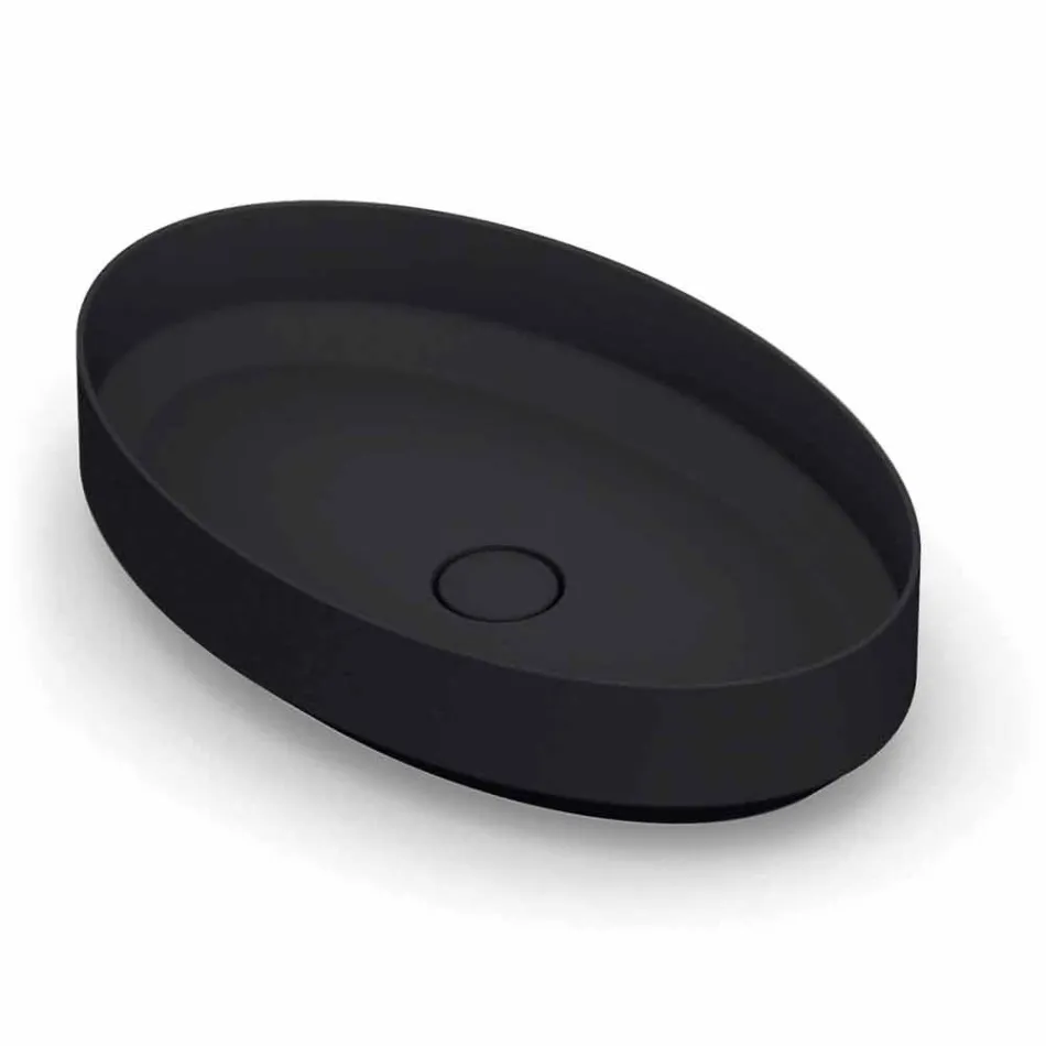 Vasque à poser en céramique ovale fabriquée en Italie, Yoel Viadurini