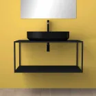 Vasque à poser en céramique ovale fabriquée en Italie, Yoel Viadurini