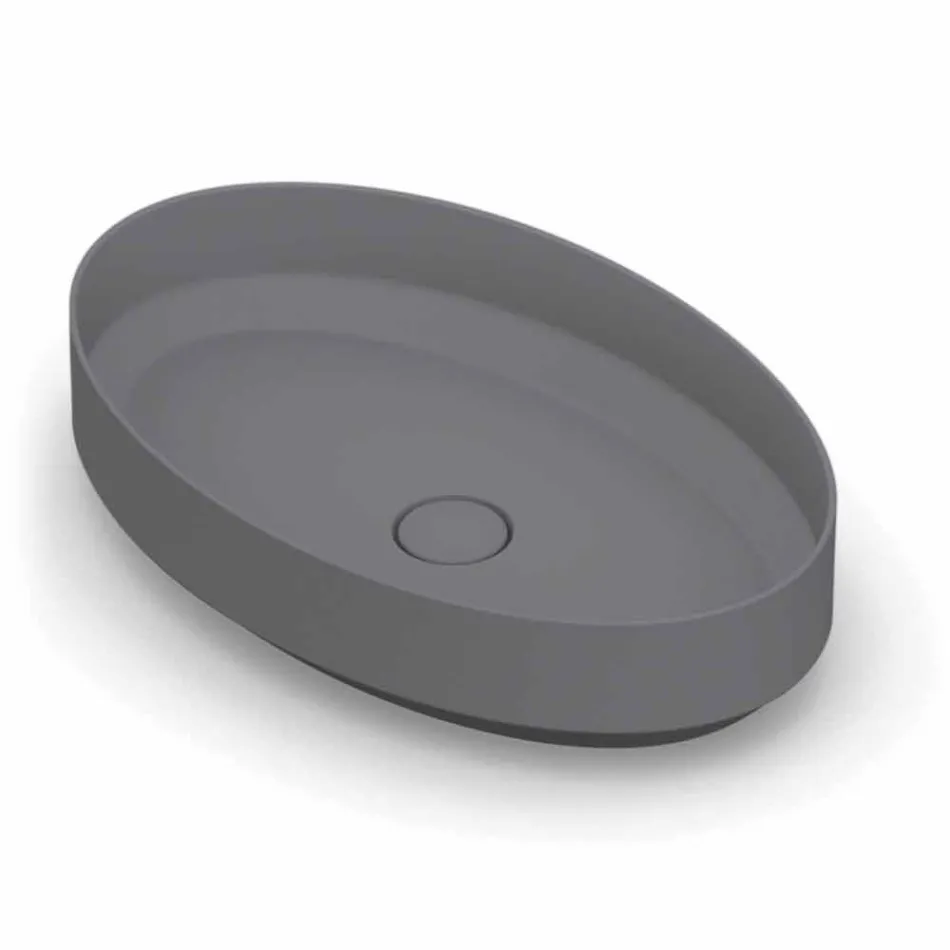 Vasque à poser en céramique ovale fabriquée en Italie, Yoel Viadurini