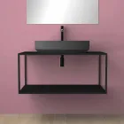 Vasque à poser en céramique ovale fabriquée en Italie, Yoel Viadurini