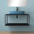 Vasque à poser en céramique ovale fabriquée en Italie, Yoel Viadurini