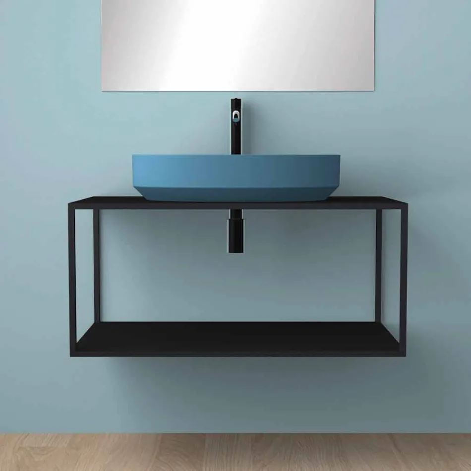 Vasque à poser en céramique ovale fabriquée en Italie, Yoel Viadurini