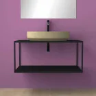 Vasque à poser en céramique ovale fabriquée en Italie, Yoel Viadurini