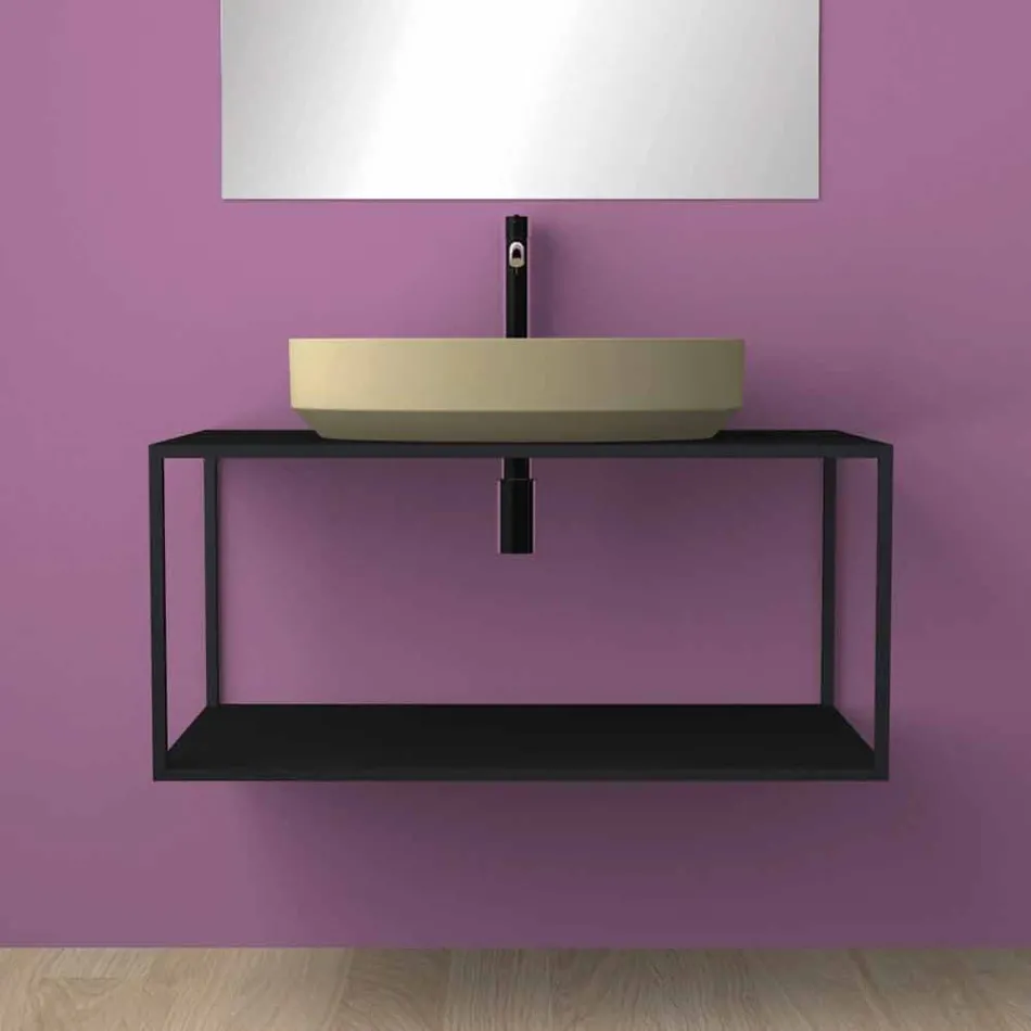 Vasque à poser en céramique ovale fabriquée en Italie, Yoel Viadurini