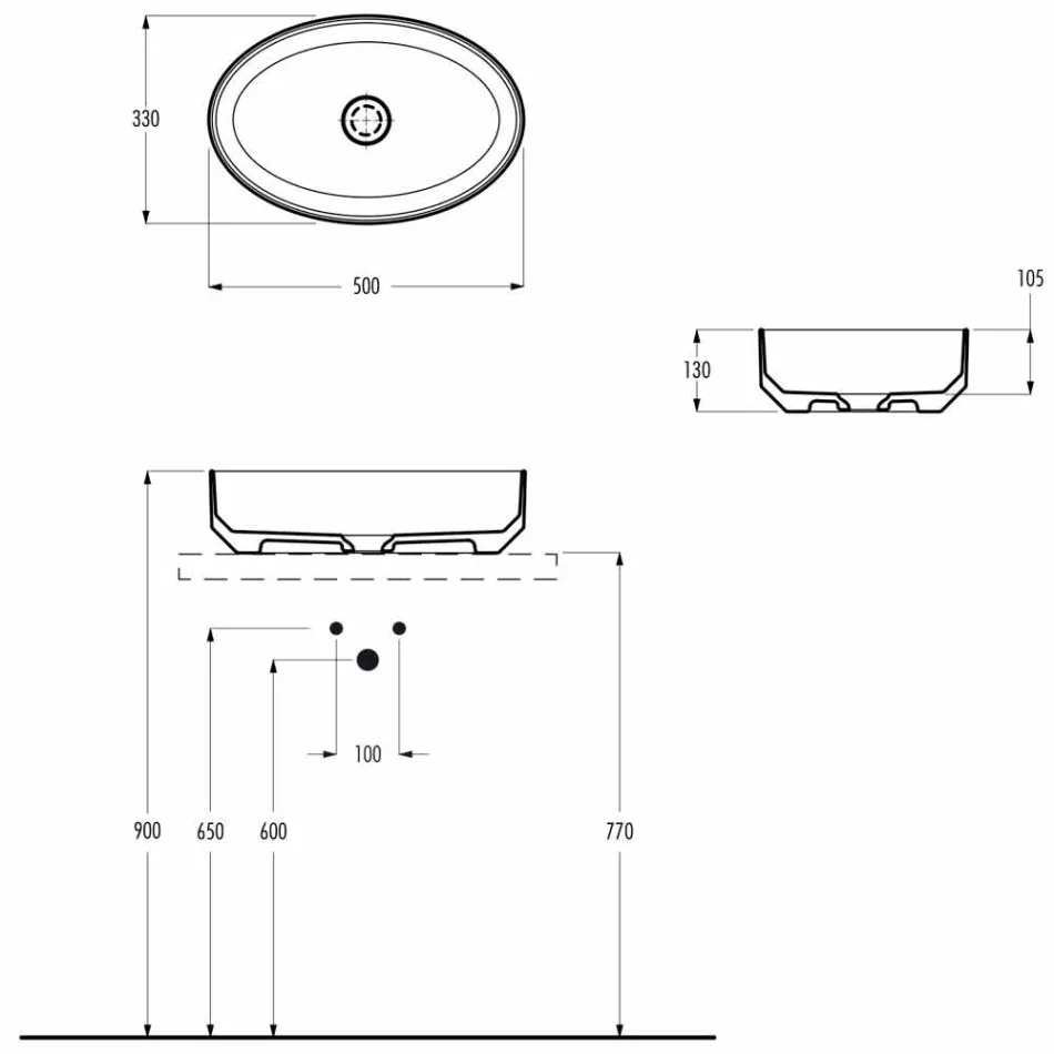 Vasque à poser en céramique ovale fabriquée en Italie, Yoel Viadurini