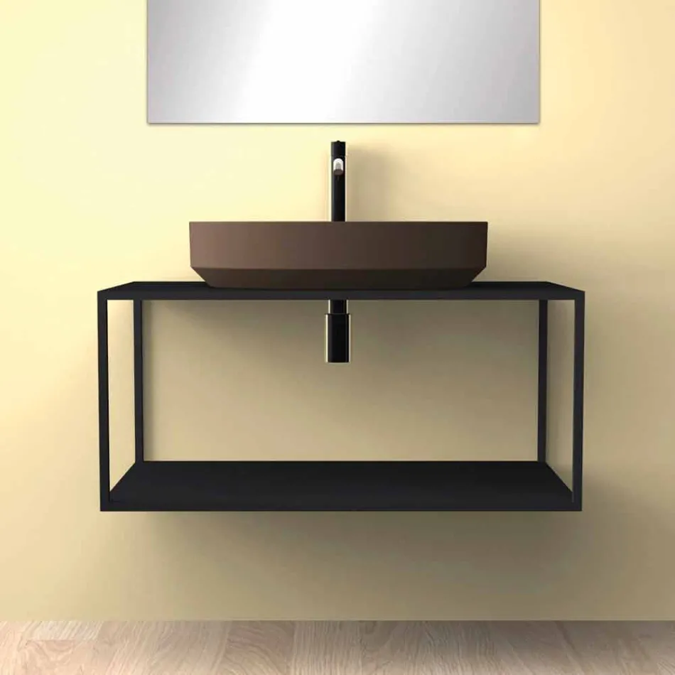 Vasque à poser en céramique ovale fabriquée en Italie, Yoel Viadurini