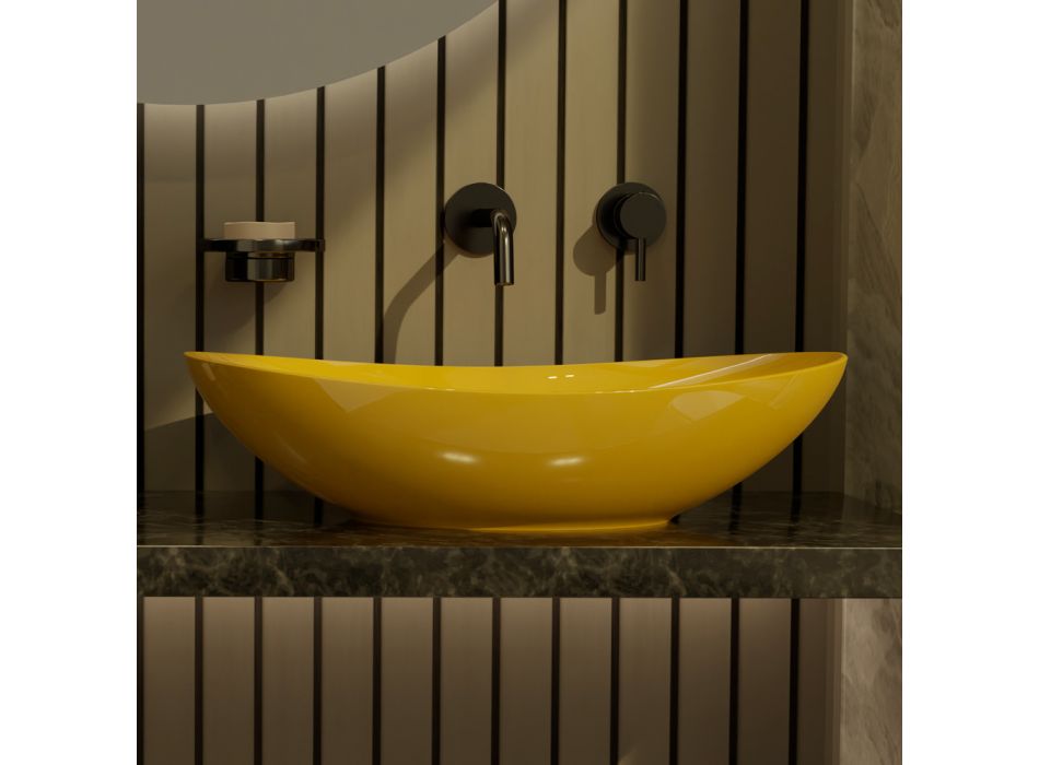 Vasque à poser ovale en céramique L 60 cm Made in Italy - Jumper Viadurini