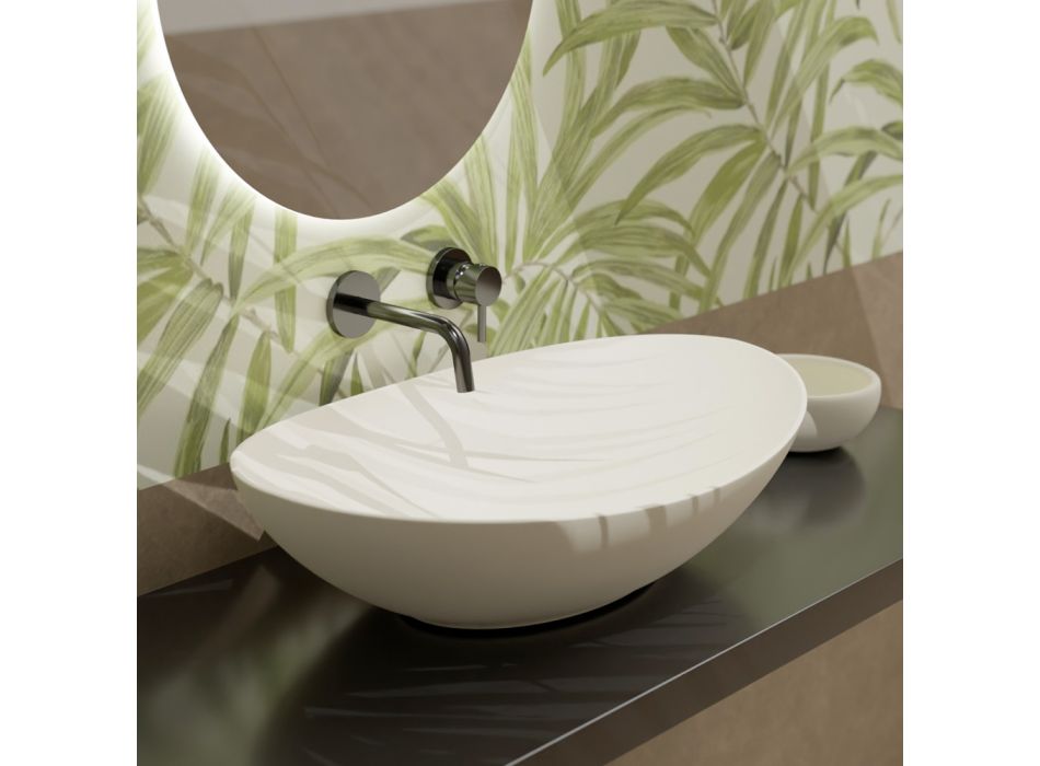 Vasque à poser ovale en céramique L 60 cm Made in Italy - Jumper Viadurini