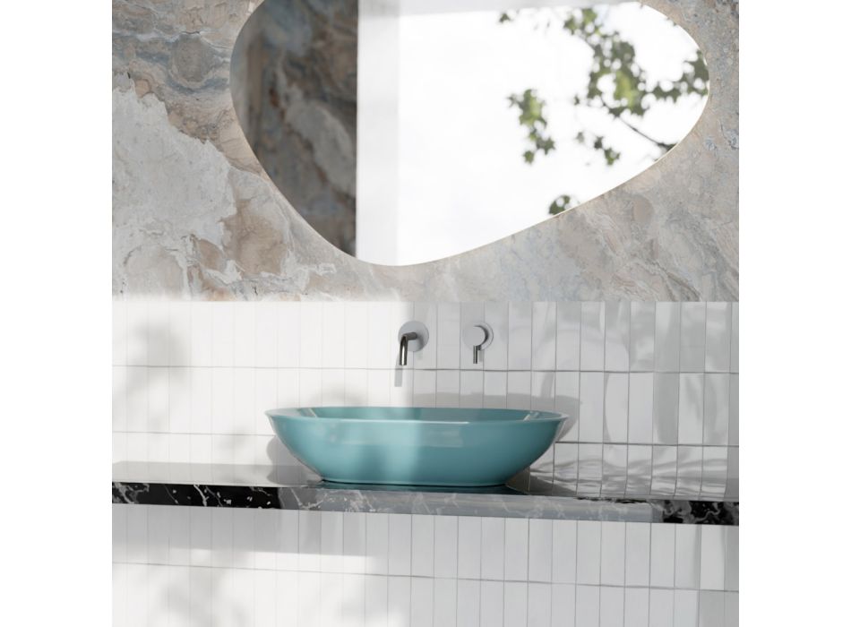 Vasque à poser ovale en céramique brillante L 58 cm Made in Italy - Nelly Viadurini