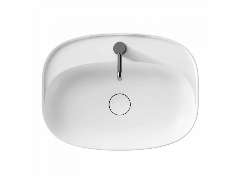 Vasque à poser ovale pour salle de bain design en céramique Made in Italy - Omarance Viadurini