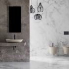Vasque à poser ovale pour salle de bain design en céramique Made in Italy - Omarance Viadurini