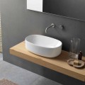 Vasque à poser ovale moderne et design en céramique blanche - Ventori1