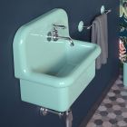 Lavabo pour meubler la salle de bain en céramique unicolore vert d'eau - Jasmine Viadurini