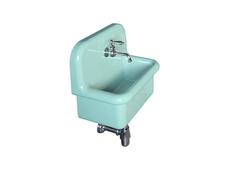 Lavabo pour meubler la salle de bain en céramique unicolore vert d'eau - Jasmine Viadurini