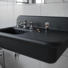 Lavabo de salle de bain asymétrique en céramique avec repose-objet - Giusy Viadurini