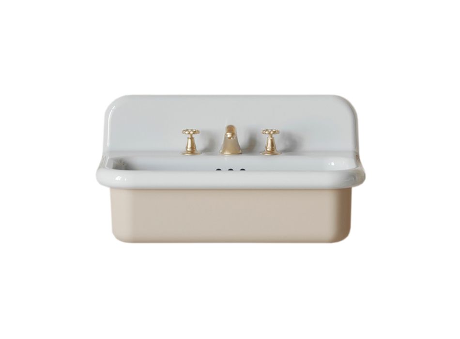 Lavabo de salle de bain rectangulaire en céramique avec piédestal - Noah Viadurini