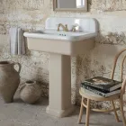 Lavabo de salle de bain rectangulaire en céramique avec piédestal - Noah Viadurini