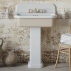 Lavabo de salle de bain rectangulaire en céramique avec piédestal - Noah Viadurini