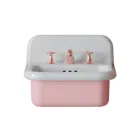 Lavabo de salle de bain suspendu en céramique blanche et rose bonbon - Manila Viadurini