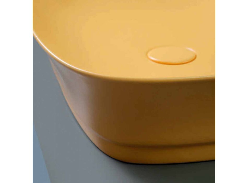 Lavabo carré à poser en céramique colorée Made in Italy - Zarro Viadurini